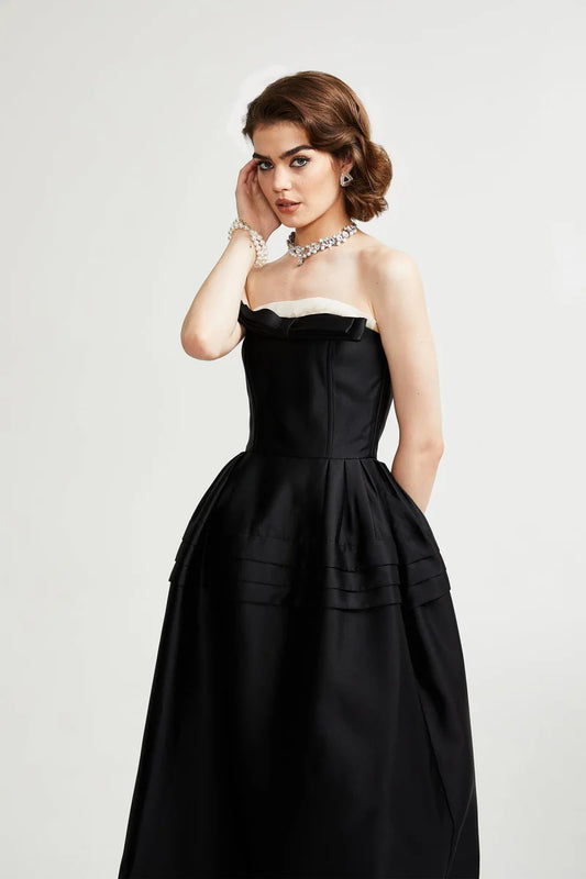 Robe midi felisara Black Bowknot