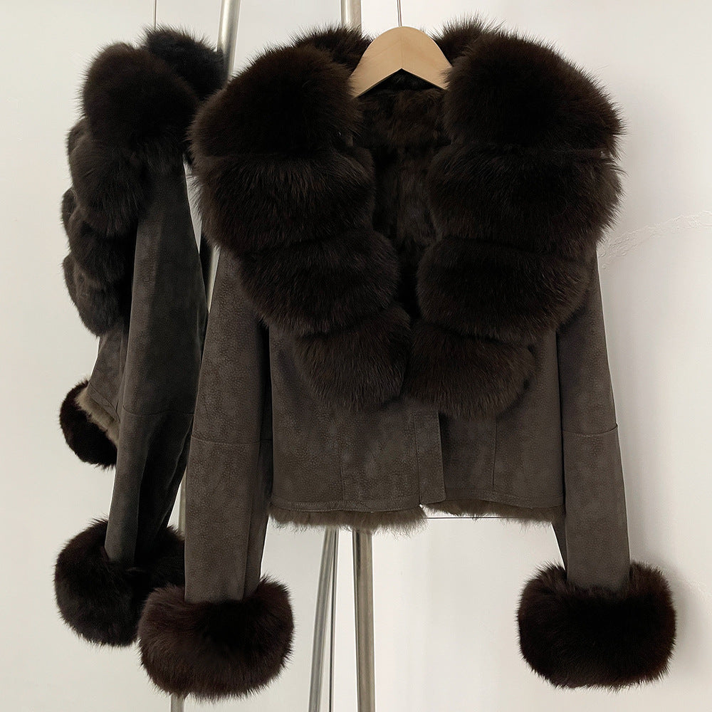 suede fur coat women's fashion slimming jacket