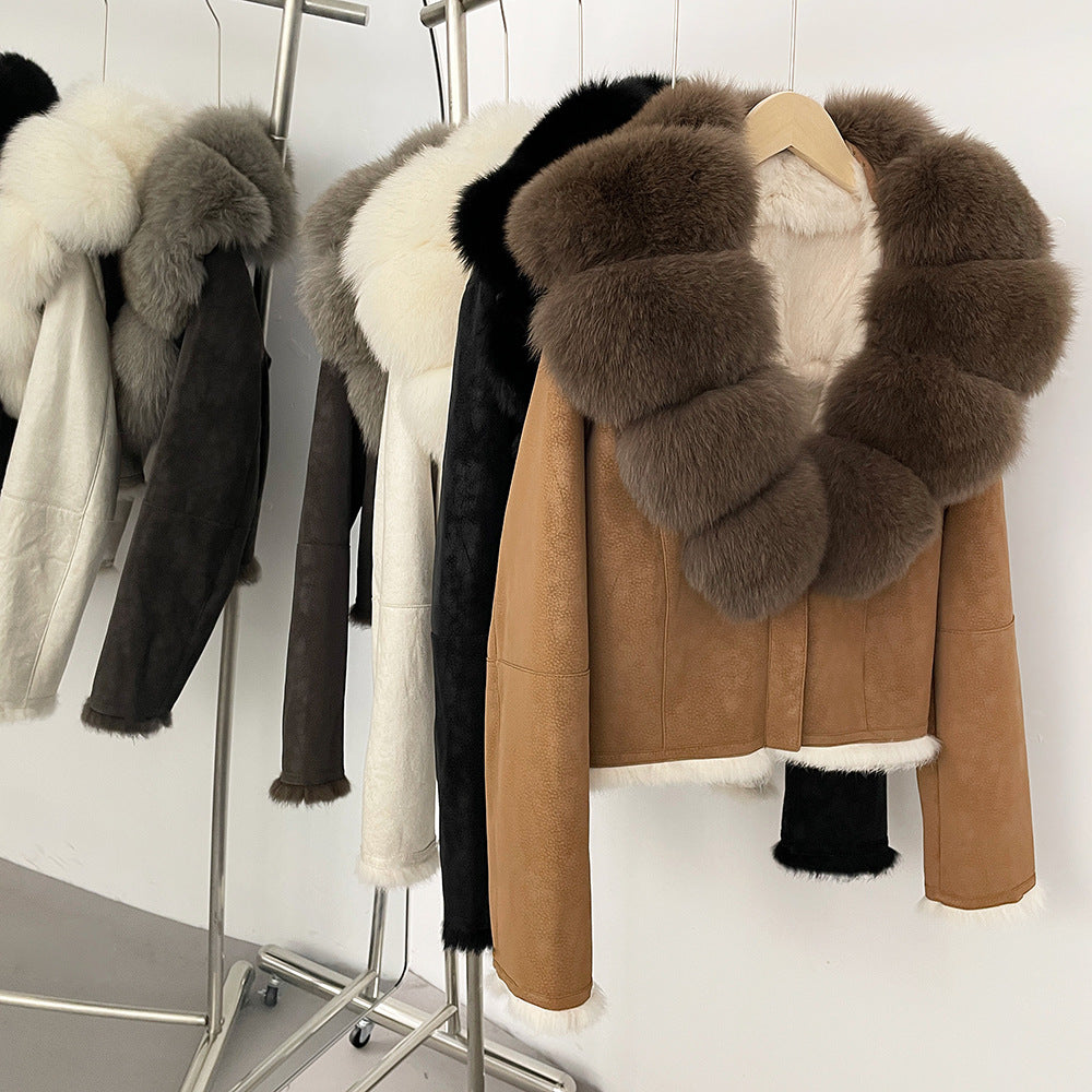 suede fur coat women's fashion slimming jacket