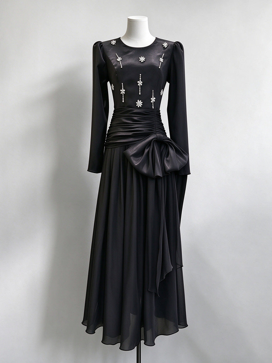 Noir Elegance Bow Dress