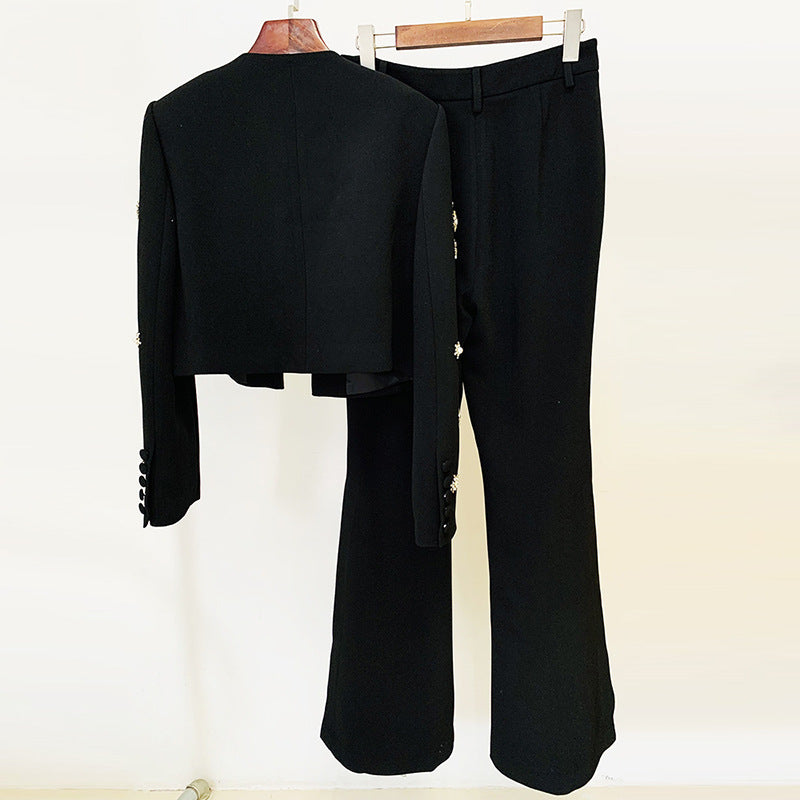 Jacket slit bell bottoms set