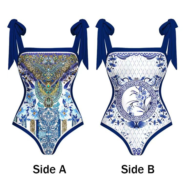 Blue double-sided swimsuit