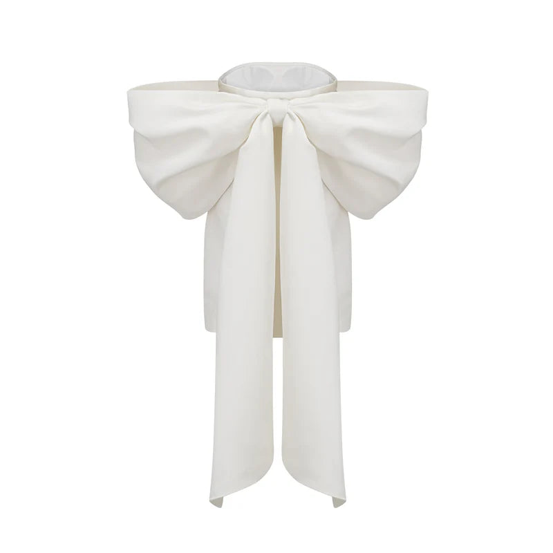 Hélène white oversize-bow mini dress