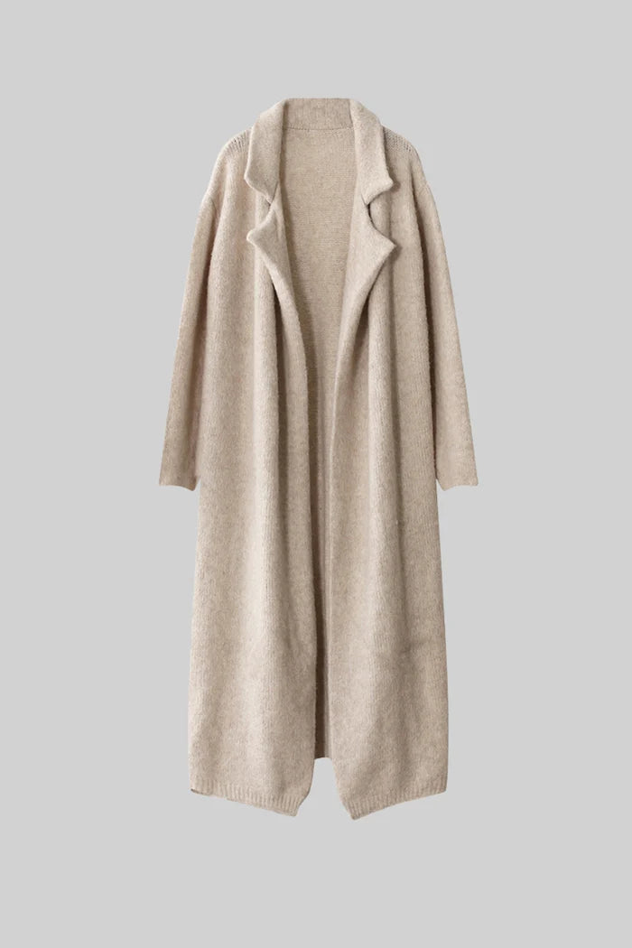 Knitted Three-Piece Set with Sculptural Ruffle Details - Beige