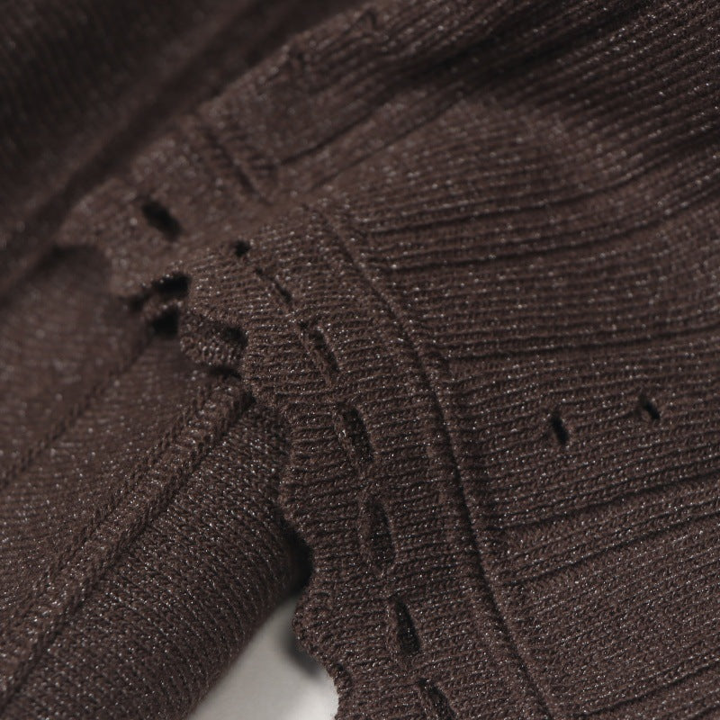 silver thread midi knitted dress