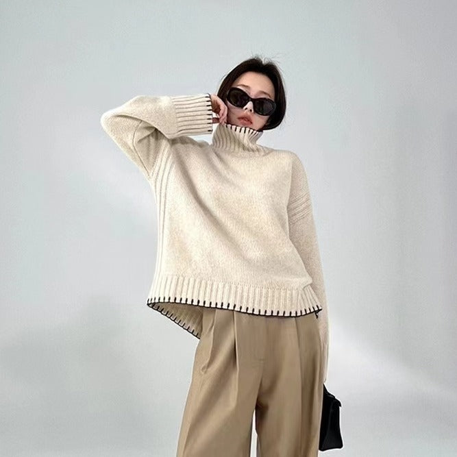 Turtleneck thickened knitted pullover