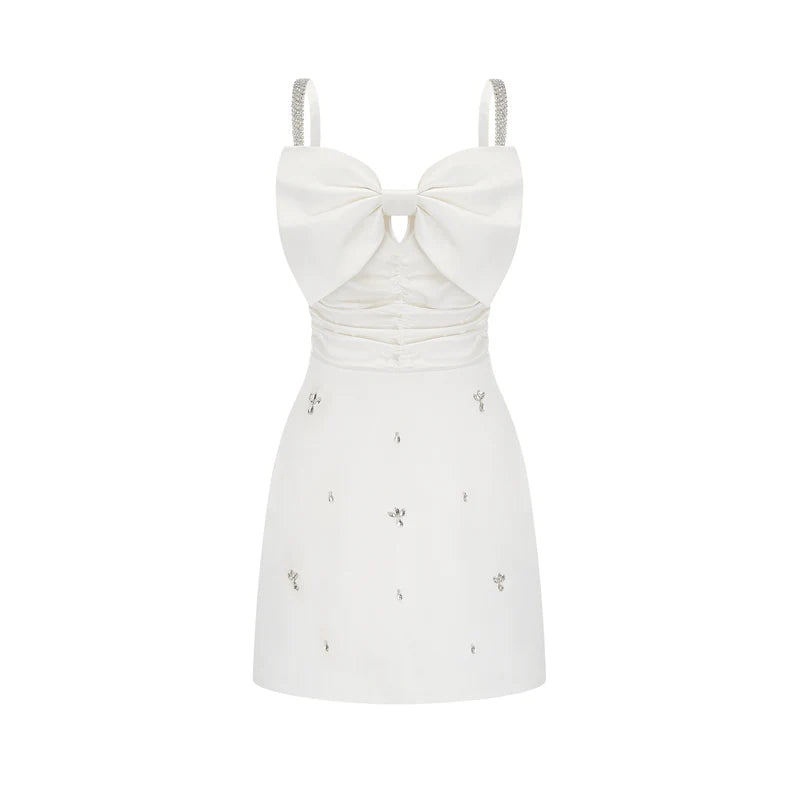 Anastasia White White Crystal-Ombellised Robe