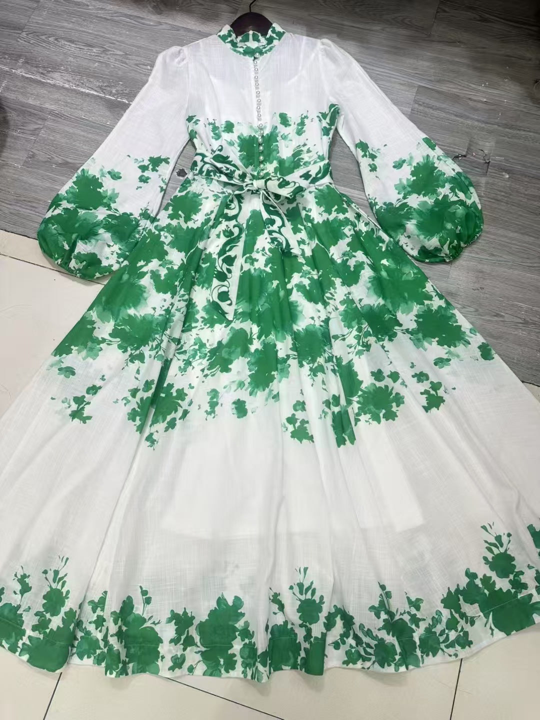 Ballonärmel, Vintage Maxi -Kleid