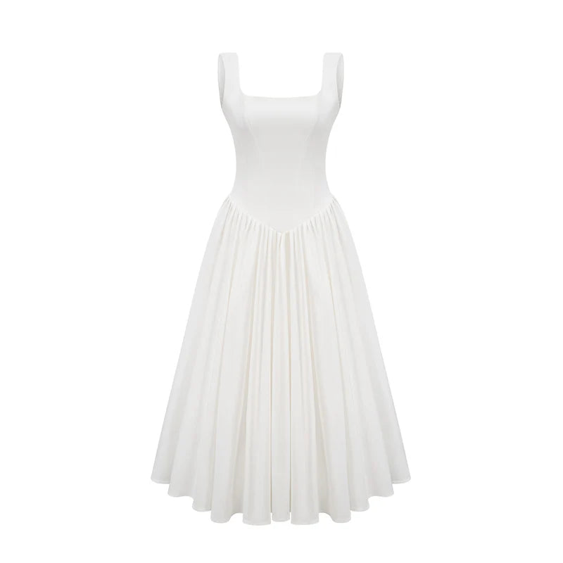 Sadie white pleated corset gown dress