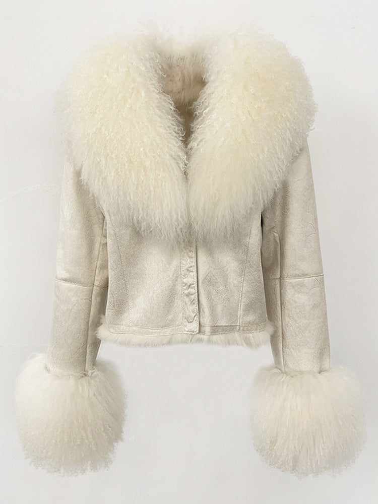 winter short suede fur coat