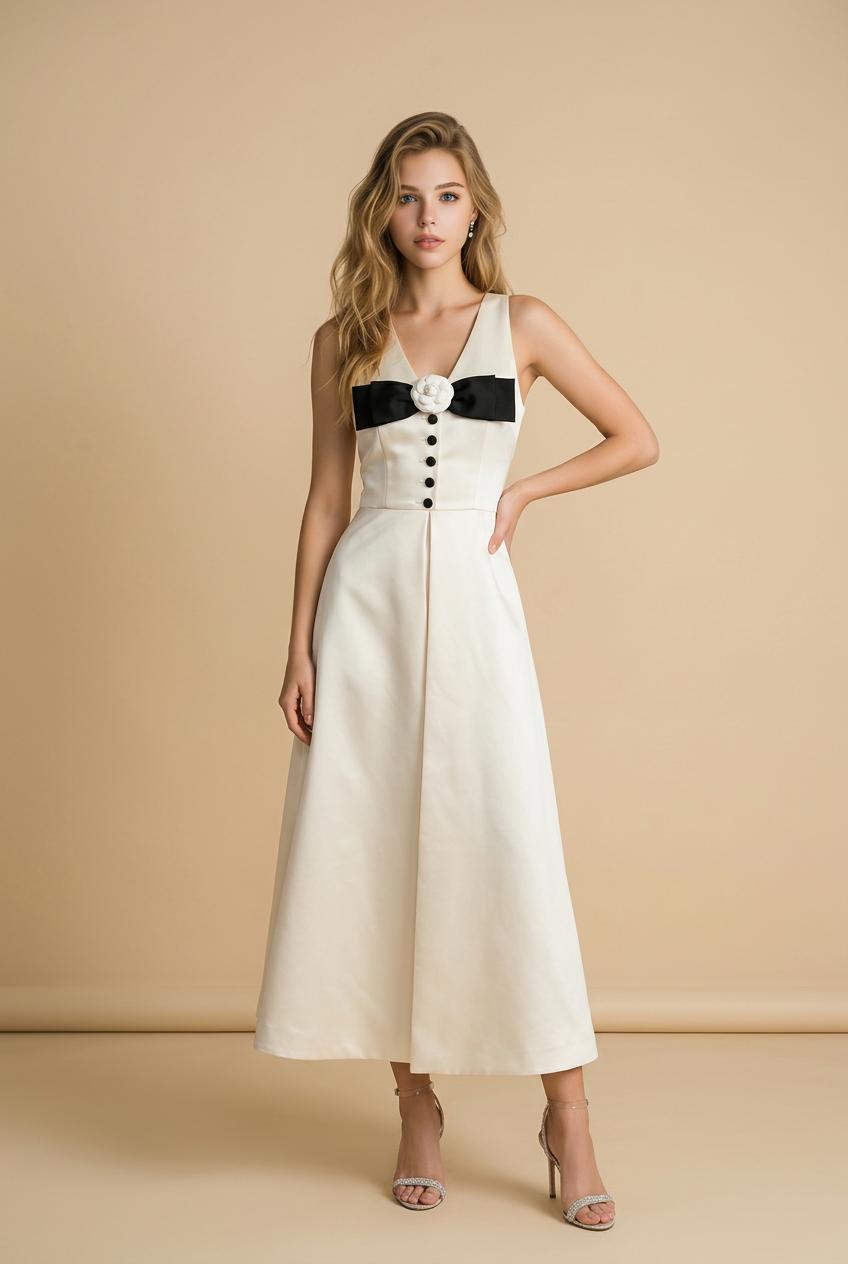 Palma Elegant Bow midi dress