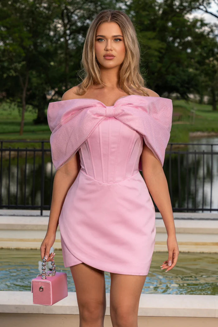 Ribbon Corset Mini Dress - Pink