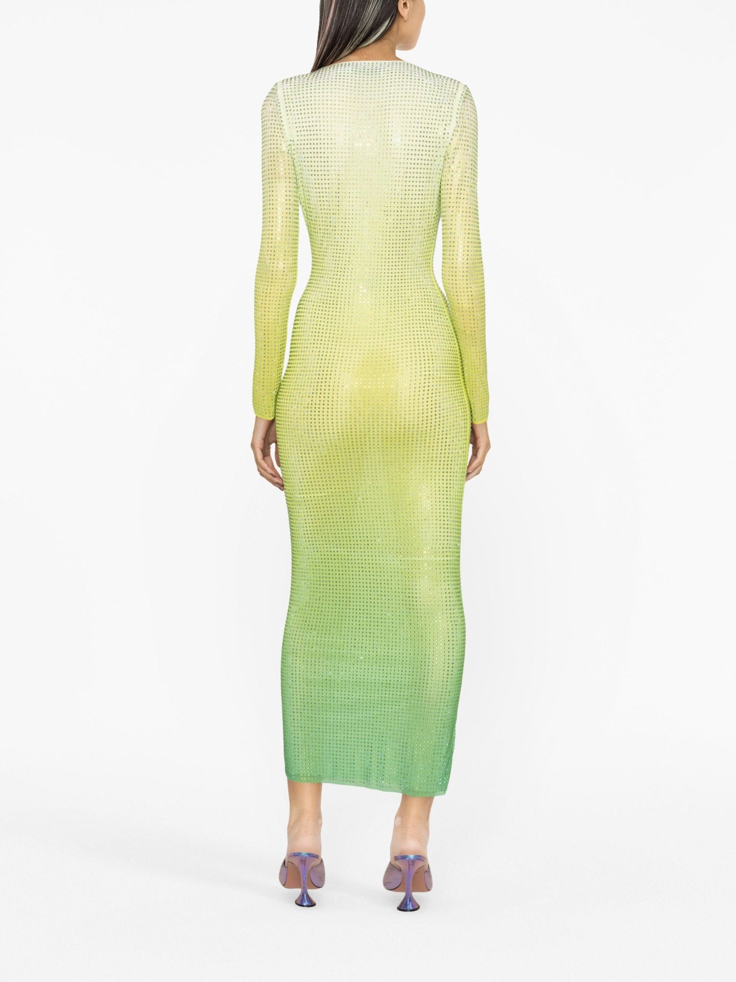 Self-Portrait Crystal-Embellished Gradient Mesh Dress PALMA PARIS Self-Portrait Crystal-Embellished Gradient Mesh Dress PALMA PARIS