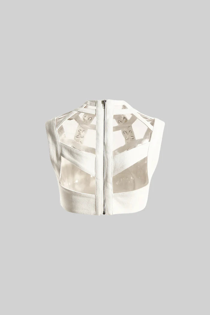 Bustier Top with Drawstrings Details - Ivoire