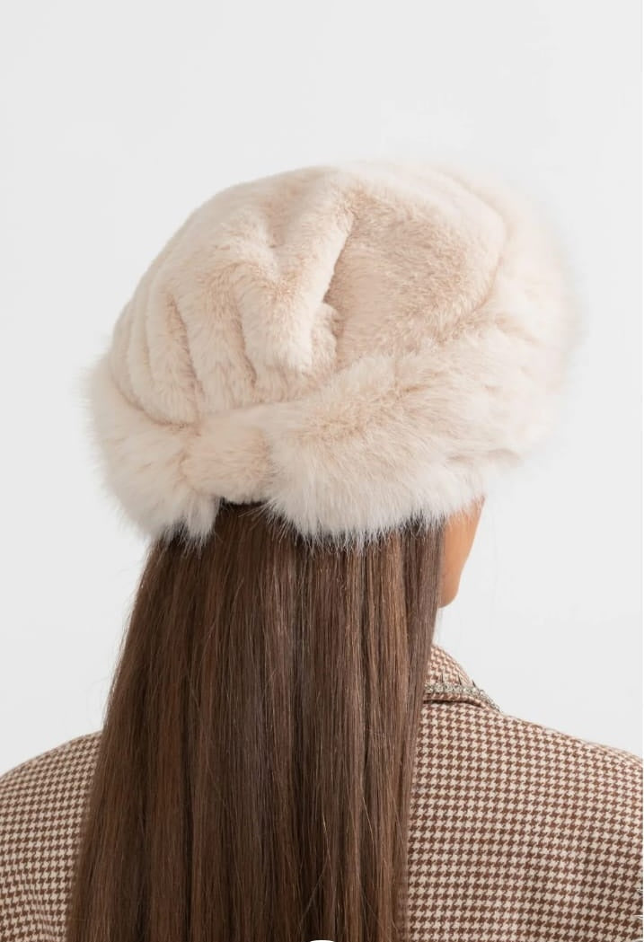 Furry Hat With Wide Brim - Ivoire