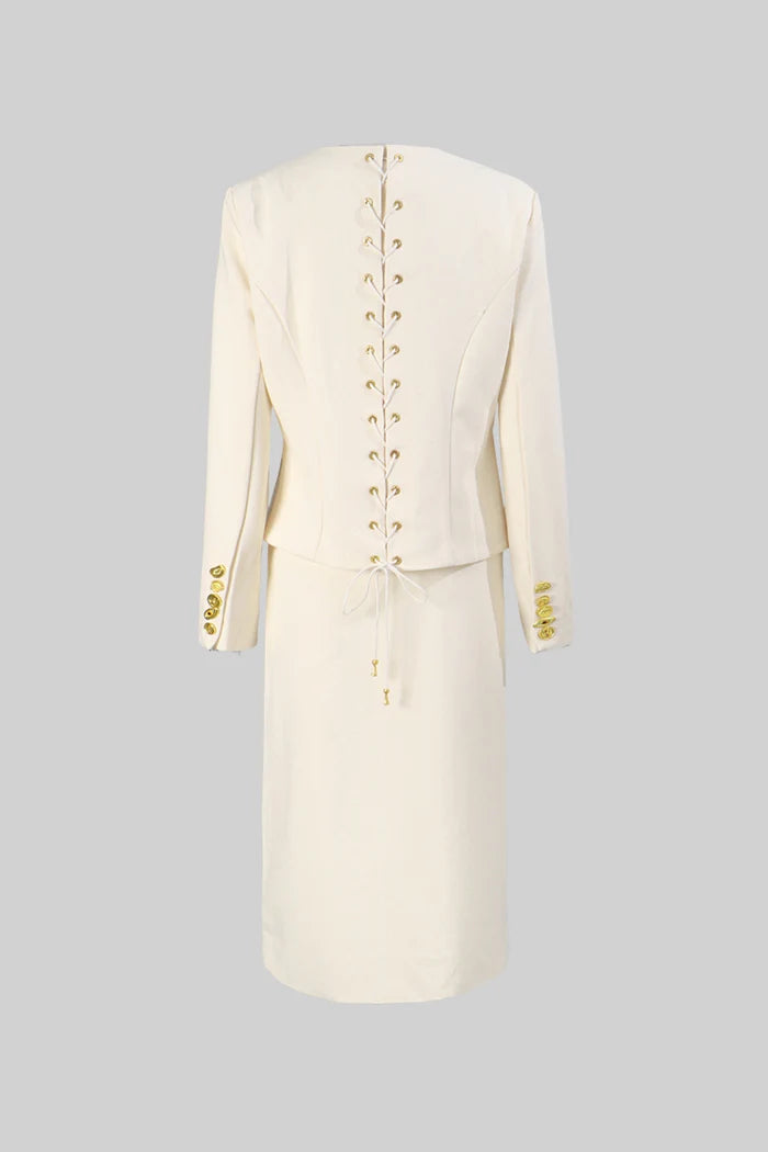 Co-ord Set with Statement Gold Buttons - Ivoire