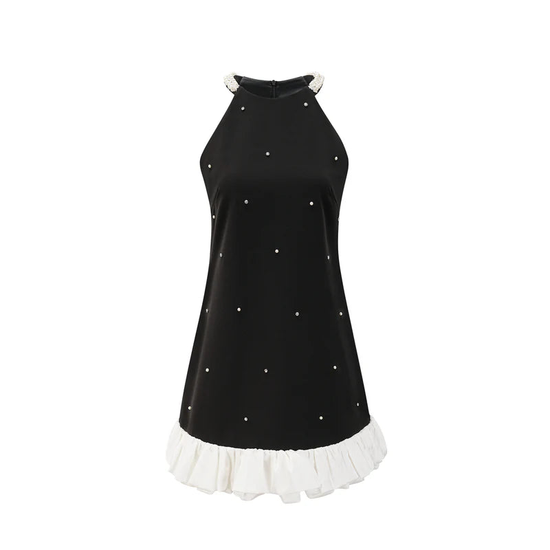 Eléa Black Embellied Mini Robe