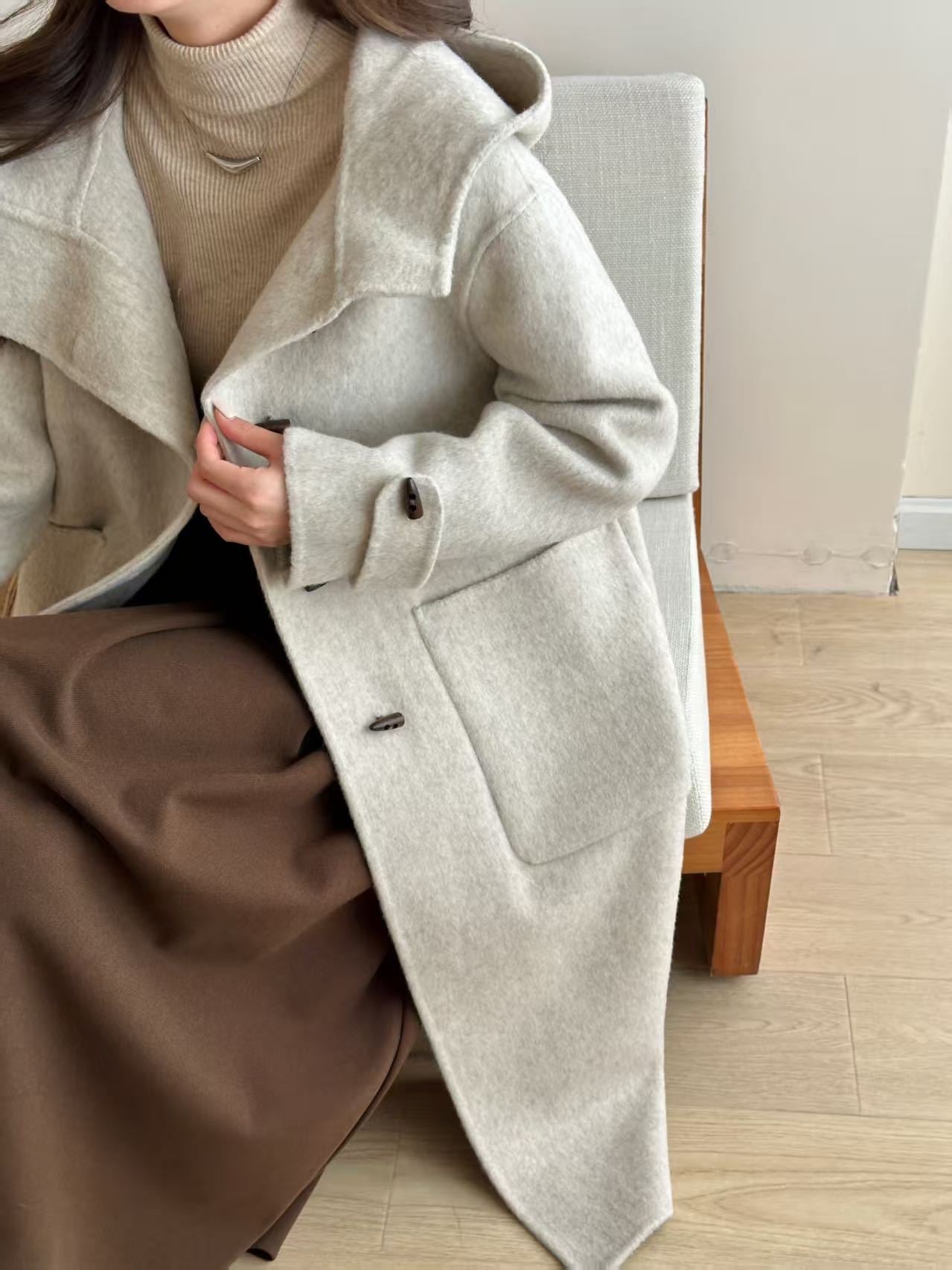Reversible cashmere long coat