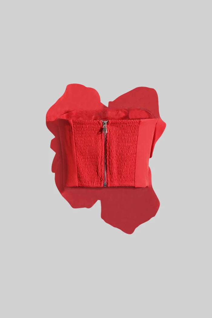 Sleeveless 3D Floral Tank Top - Red