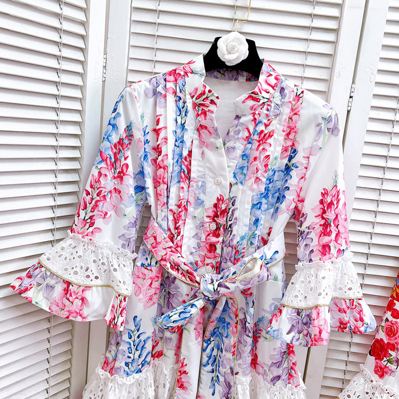 Vneck,bow, tie-in, waist-cinching cut-out dress