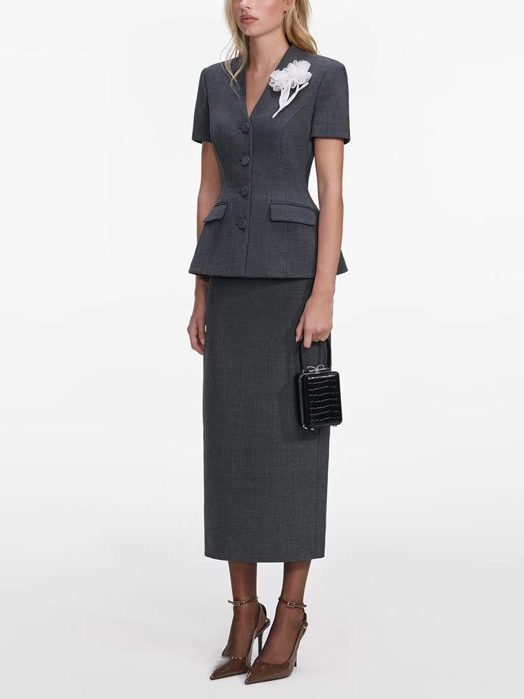 Short-Sleeve Bodycon Skirt Two-Piece Set