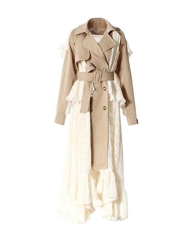 Lace Stitching High-end Waist Jacket dress