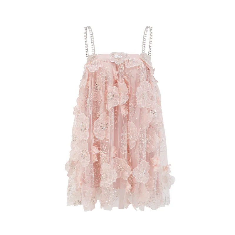 Mini robe florale ornée de Crystal Valérie Crystal
