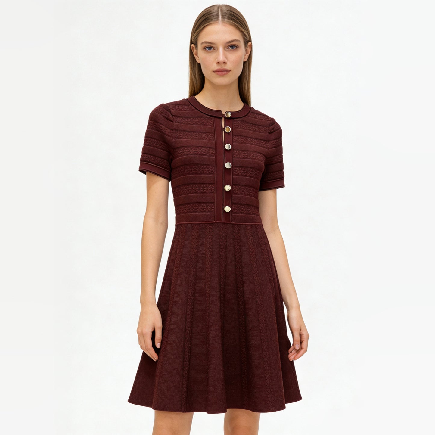 Hollow Slim  Crew Neck dress