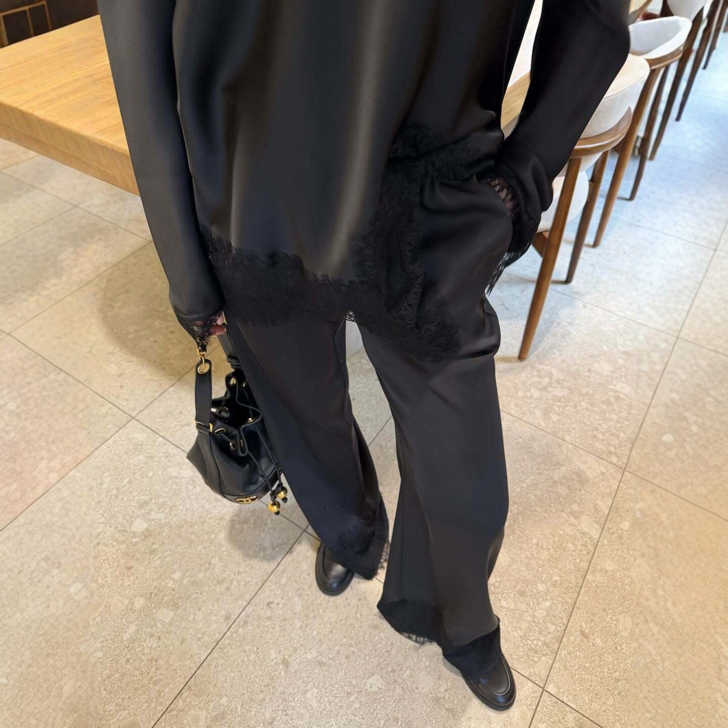 Round Neck Loose Fashion Slit Top Two-Piece Set