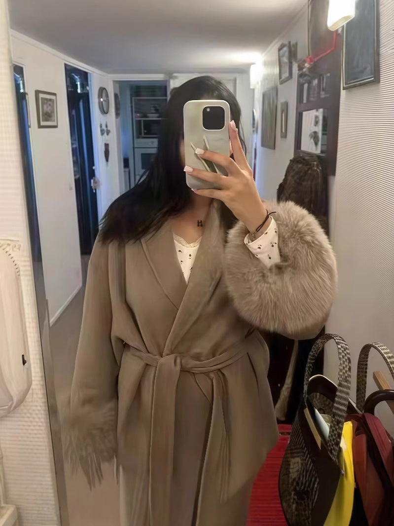 Soft Loose Lapel Solid Color Woolen Coat