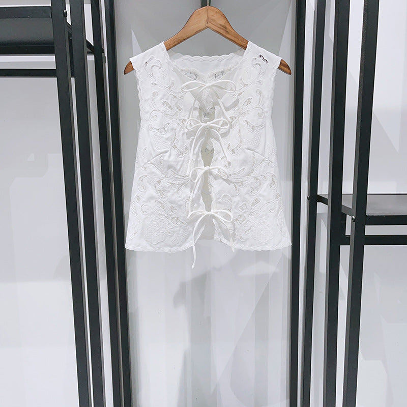 Lace-Up Sleeveless Top and Long Skirt Set