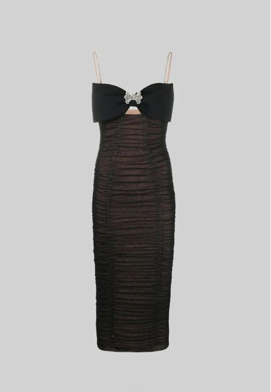Robe midi élégante à arc - noir