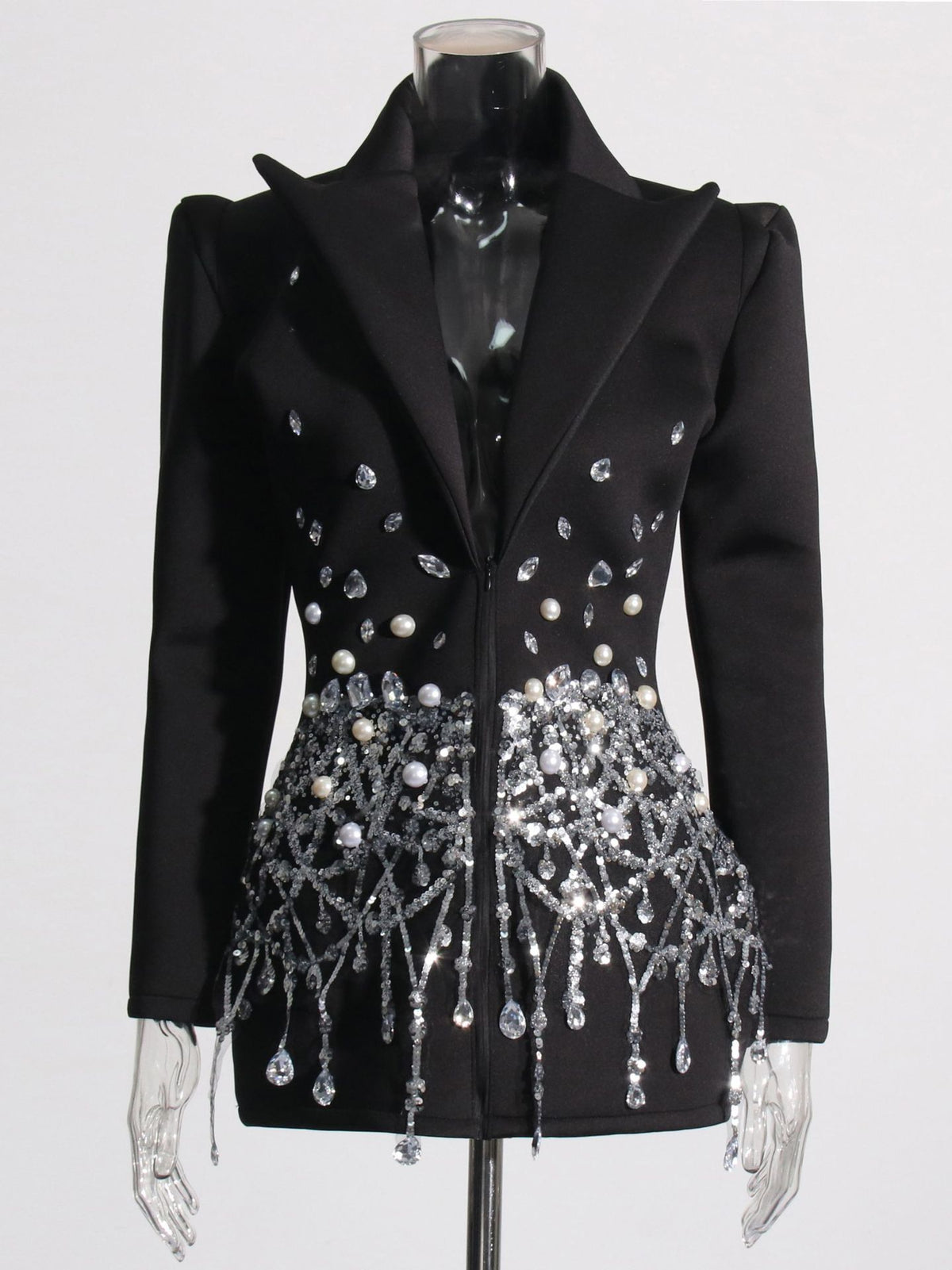 Crystal Fringe Blazer Dress