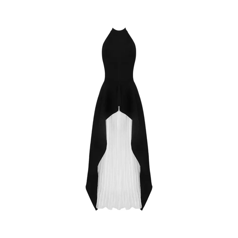 Inés halterneck layered long dress