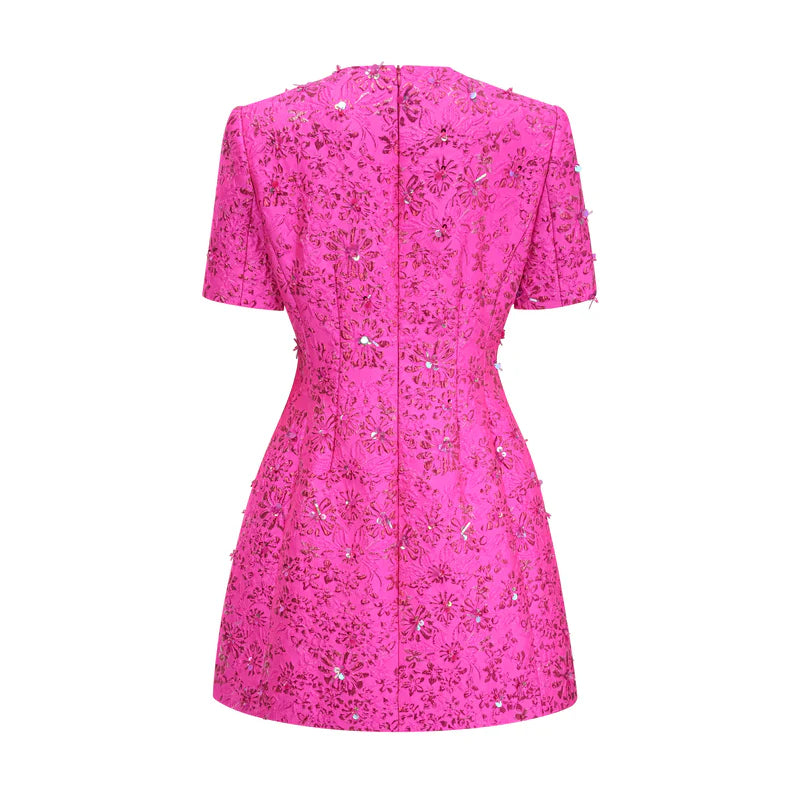 Celestia Floral-Appliqué Embellished Mini Dress – PALMA PARIS Celestia Floral-Appliqué Embellished Mini Dress – PALMA PARIS