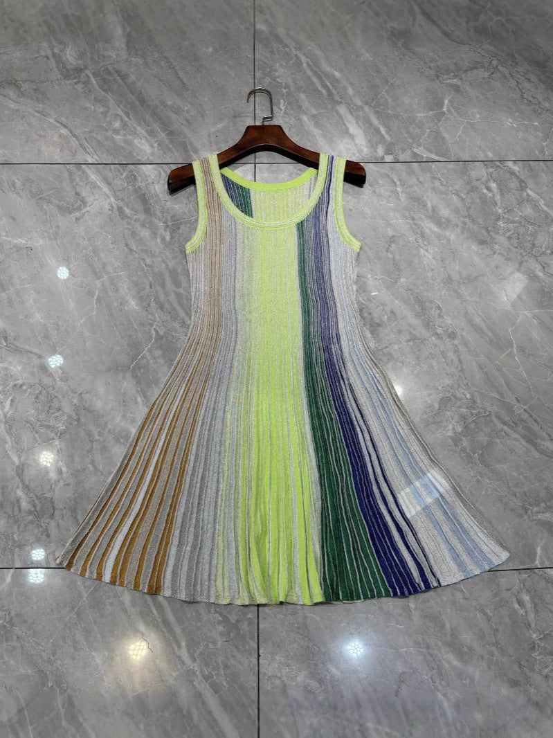 Gold Thread Colorful Stripesd dress