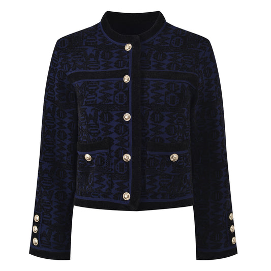 Four-leaf clover jacquard crew neck Blazer