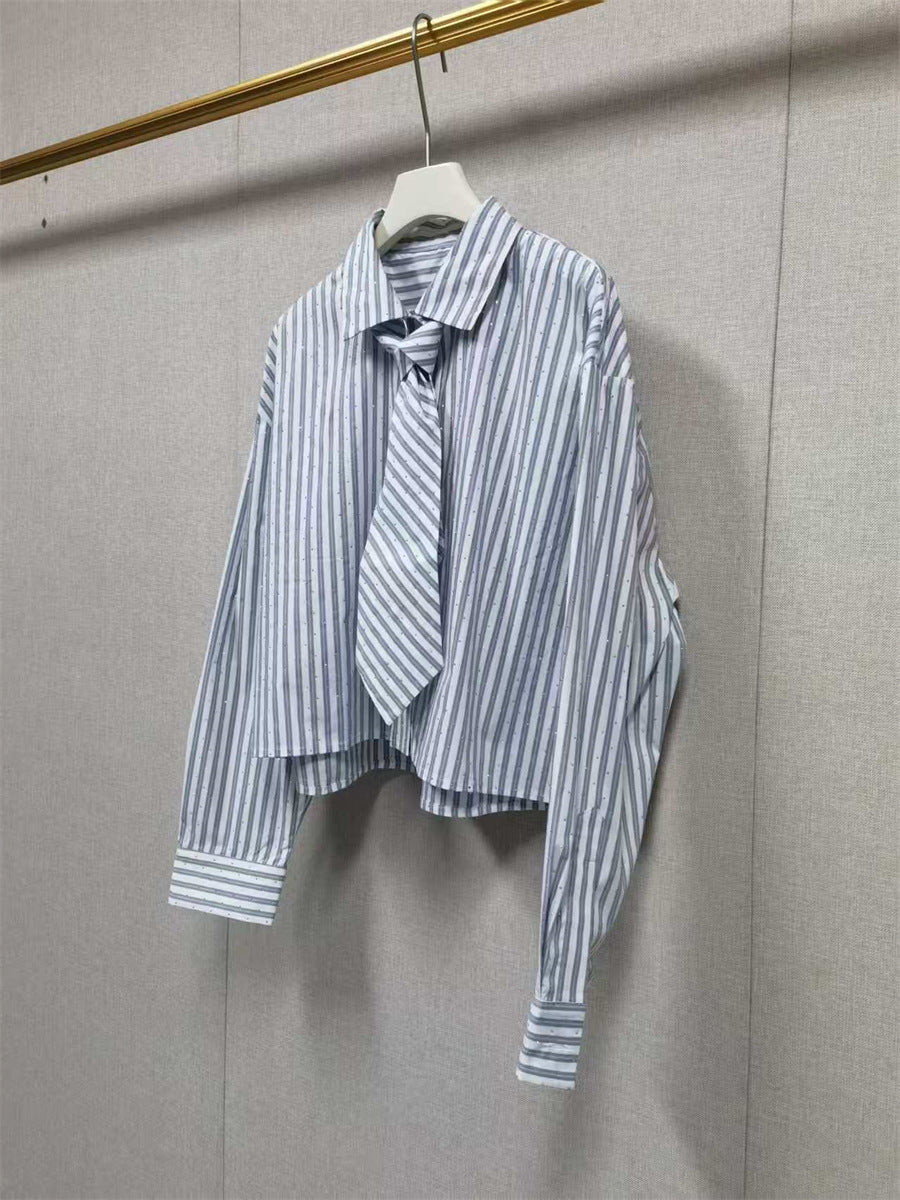 ace-up Long-Sleeved Short Shirt