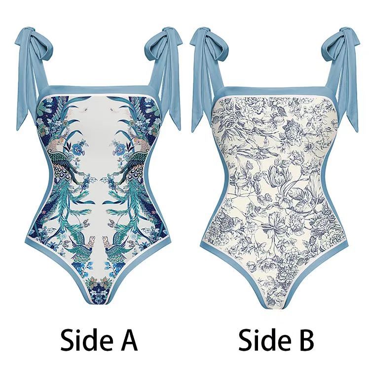 Light blue double-sided swimsuit