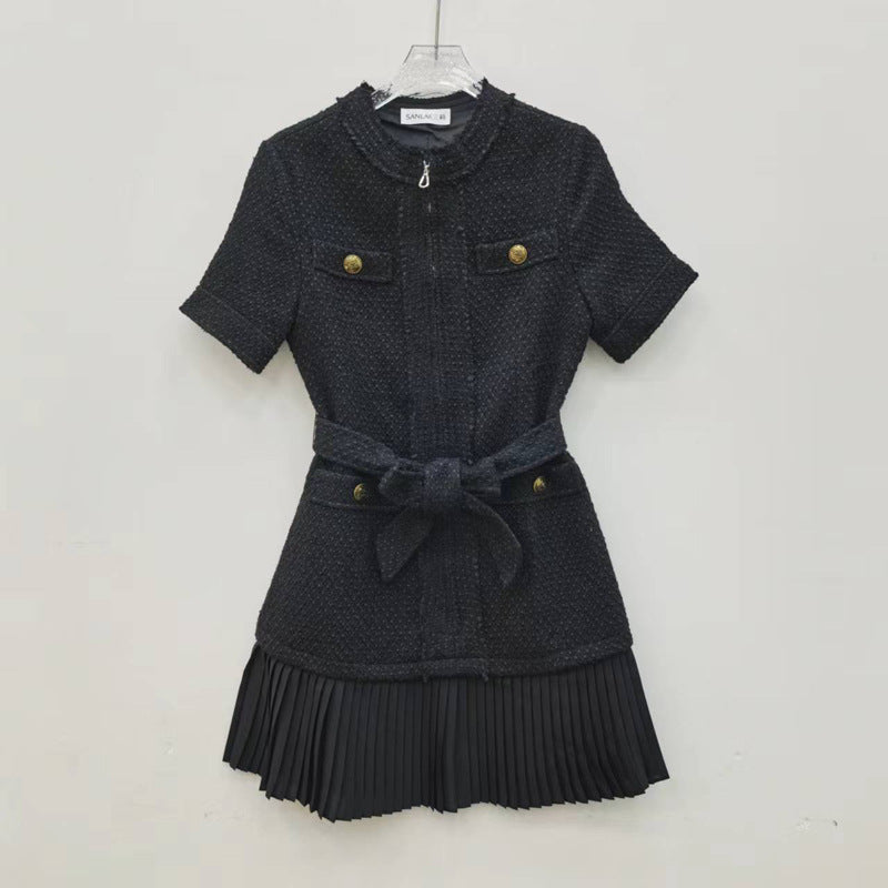 Belt Zipper Slim Elegant Dress