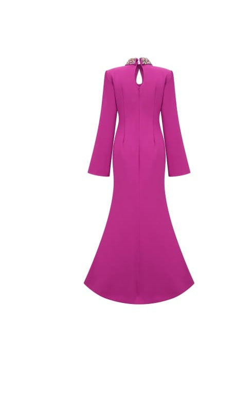 Majestueuse Fuchsia Keyhole-Detail Mermaid Gown