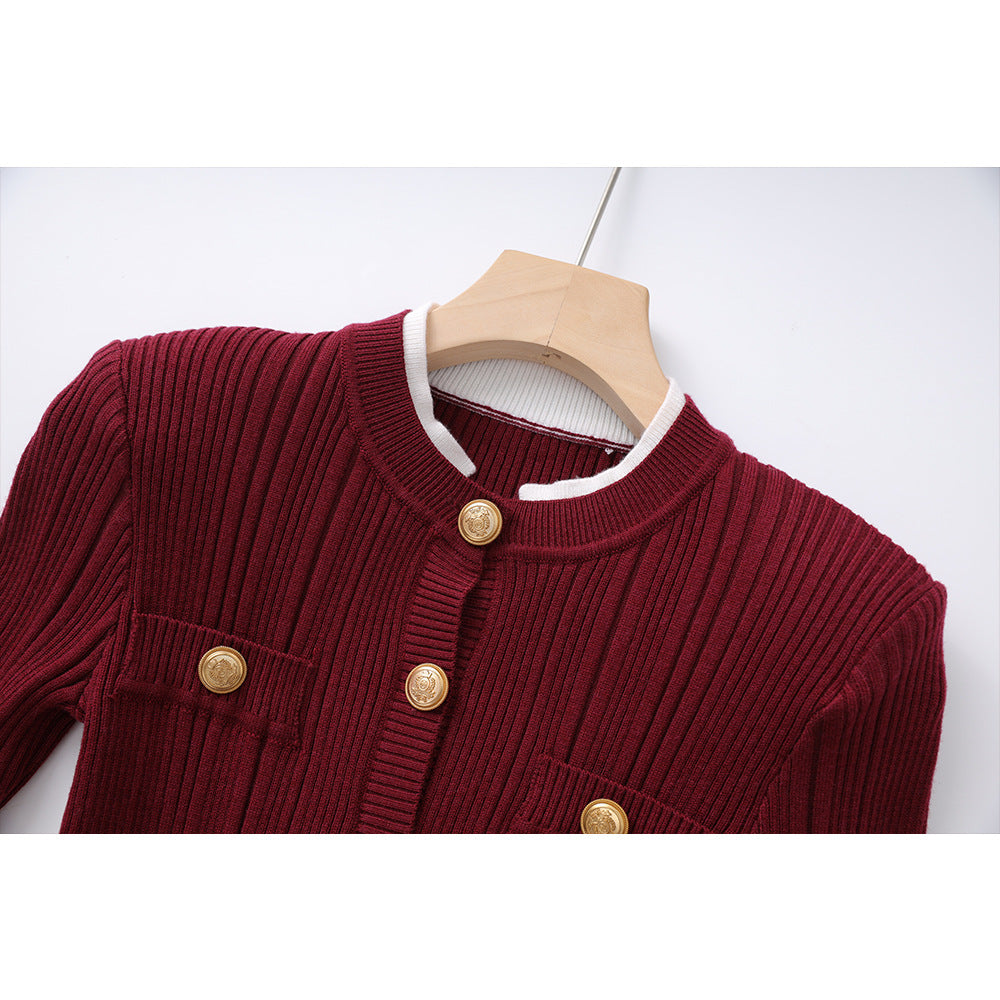 Cross-border hip flared sleeve knitted dress