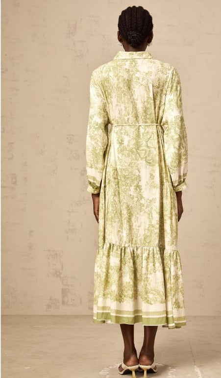 Adélaïde graphic-print midi dress in Green