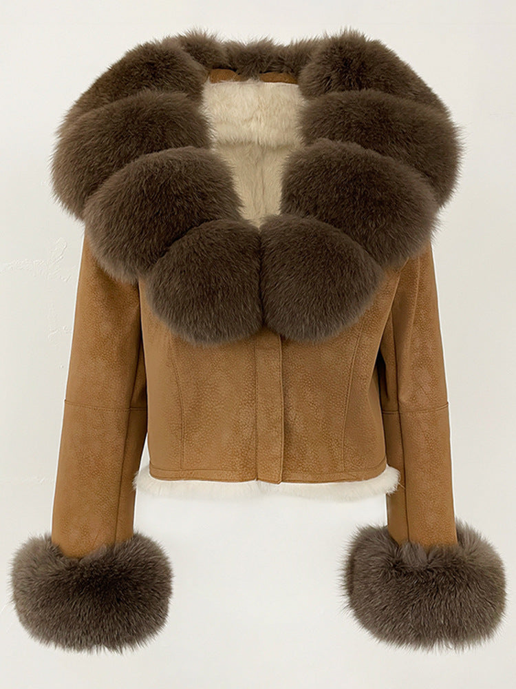 suede fur coat women's fashion slimming jacket