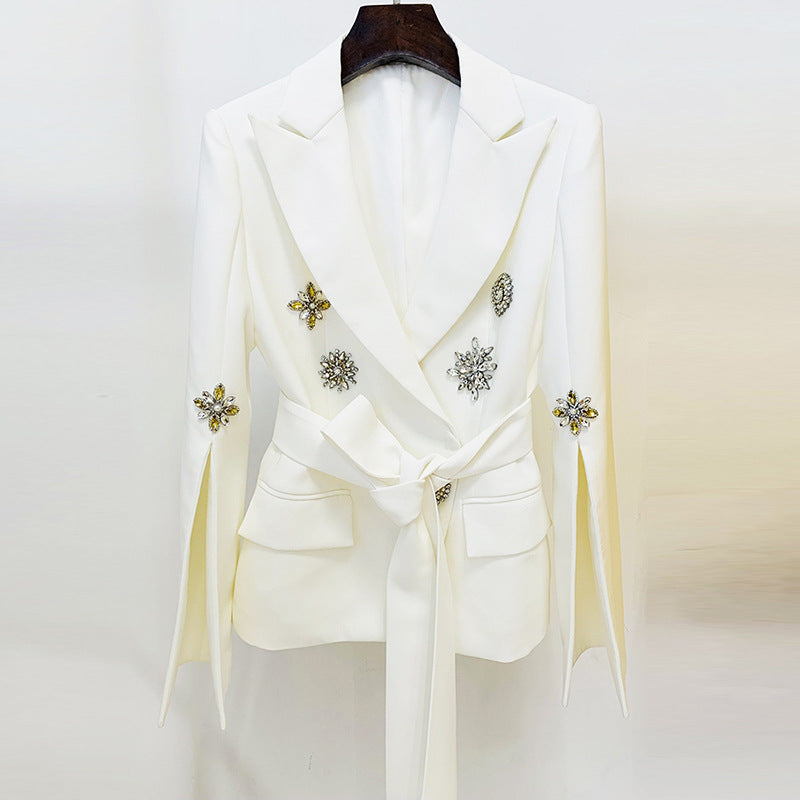 Beaded Diamond Belt Blazer