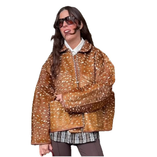 Polka dot short long-sleeve jacket