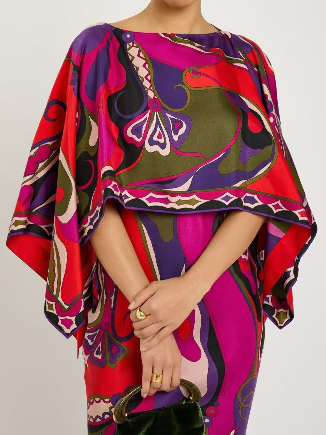 New Spring Silk Cape + Suspender Dress Digital Print Set