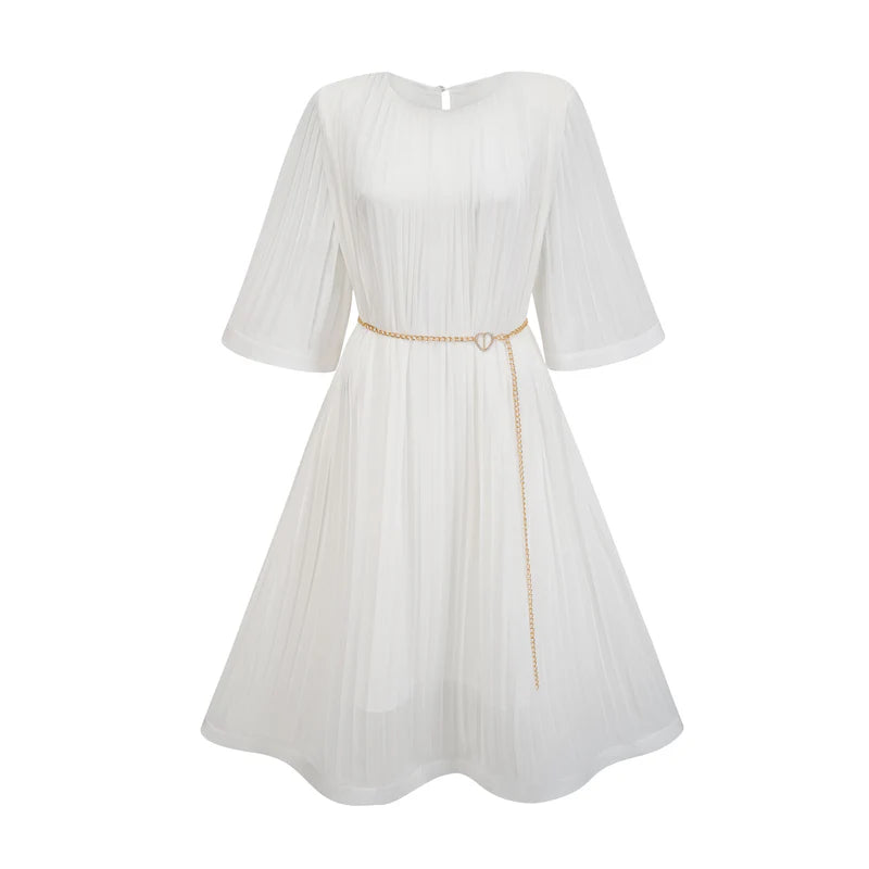 Gaëlle flared-sleeve pleated midi dress