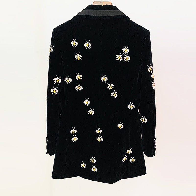Diamond Beaded Velvet Suit Jacket