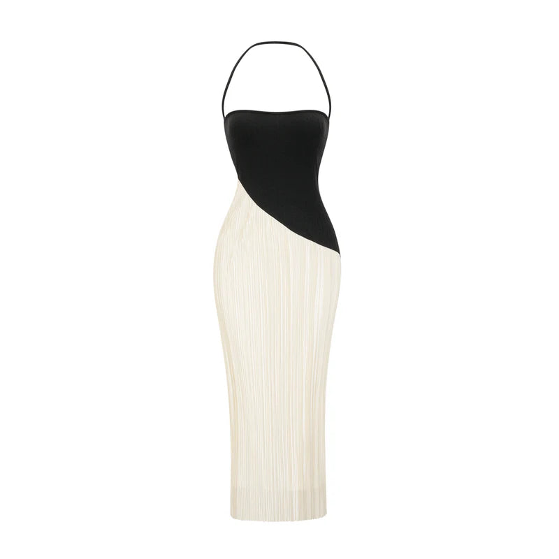 Giverny halterneck fitted midi dress